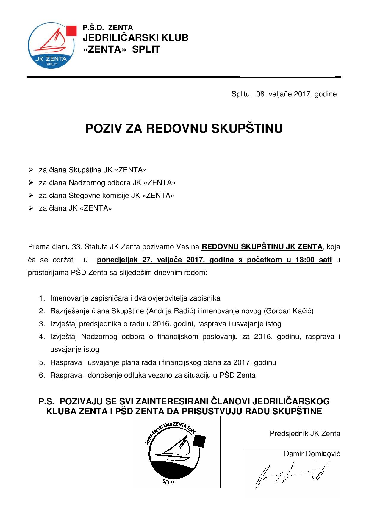 POZIV NA REDOVNU SKUPSTINU JK ZENTA 2017 page 001